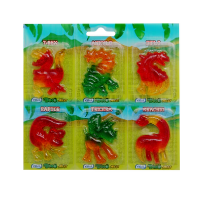Afbeelding product 2 - Dino Jelly fruitgom dinosaurus 66g (11x6 stuks à 11g) toonbank display