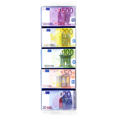Afbeelding product 1 - Euro bankbiljetten melkchocolade 5x 15 gram