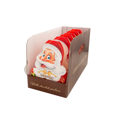 Afbeelding product 2 - Kerstman melkchocolade pralines met melkcrèmevulling & cacaokrokant 100g