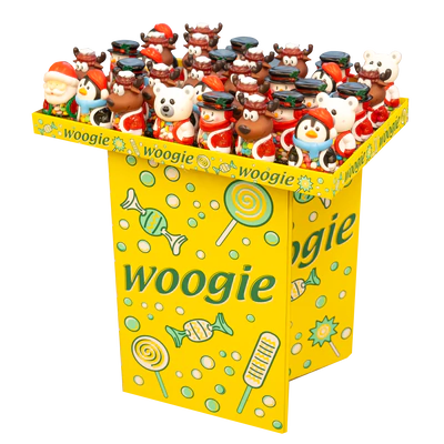 Afbeelding product 1 - Kerstmis figuren spaarpot met suiker pareltjes 42x110g display