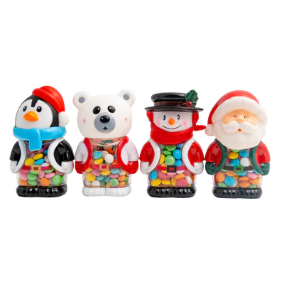 Afbeelding product 2 - Kerstmis figuren spaarpot met suiker pareltjes 42x110g display