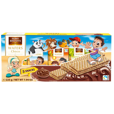 Afbeelding product 1 - Kinderen-wafels met chocoladecrème 225g (5x45g)
