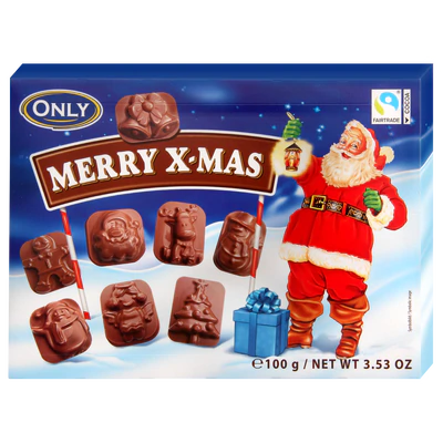 Afbeelding product 1 - Melkchocolade Merry X-mas-figuurtjes 100g