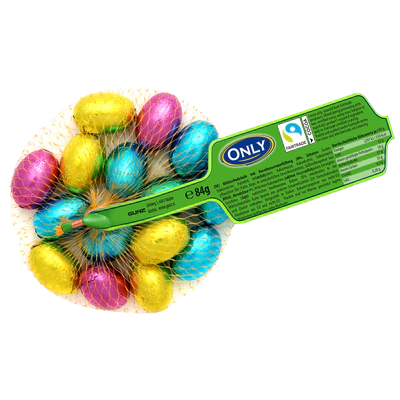 Afbeelding product 1 - Melkchocolade eieren met hazelnoot-creme vulling - klein 84g