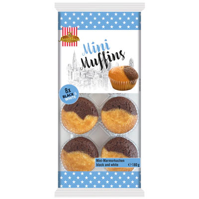Afbeelding product 1 - Mini muffins black & white 8 stk. 180g
