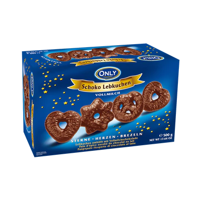 Afbeelding product 1 - Peperkoek met melkchocolade Sterren-Harten-Pretzels 500g