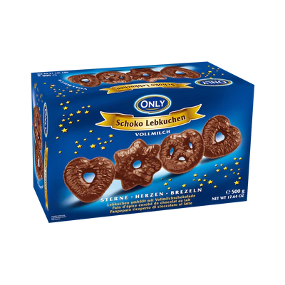 Afbeelding product 1 - Peperkoek met melkchocolade stars-hearts-pretzel 500g