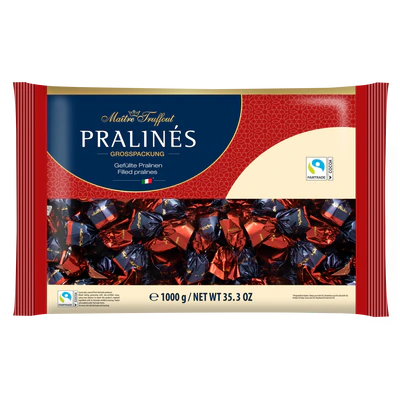 Afbeelding product 1 - Pralinees pure chocolade met kersen en likeur 4% vol. 1kg