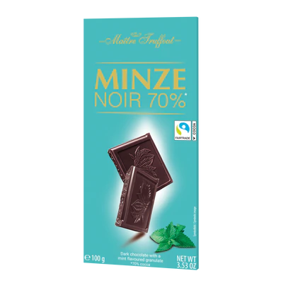 Afbeelding product 1 - Pure chocolade 70% met mint-smaak 100g
