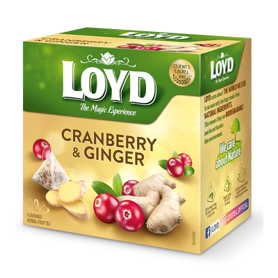 Afbeelding product 1 - Tee Cranberry & Ingwer Pyramiden-Beutel 20x2g