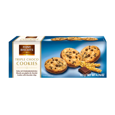 Afbeelding product 1 - Triple choco cookies koekjes met chocoladestukjes 135g