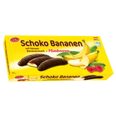 Image du produit - Bananes en chocolat goût framboise 300g