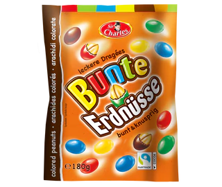Image du produit - Cacahuettes enrobés de chocolat au lait 180g