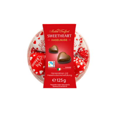 Image du produit 1 - Coeurs de pralines fourr&eacute;es de cr&egrave;me aux noisettes 125g