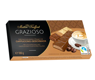 Image du produit 1 - Grazioso chocolat au lait fourré d´un mélange crémeux au cappuccino 100g (8x12,5g)