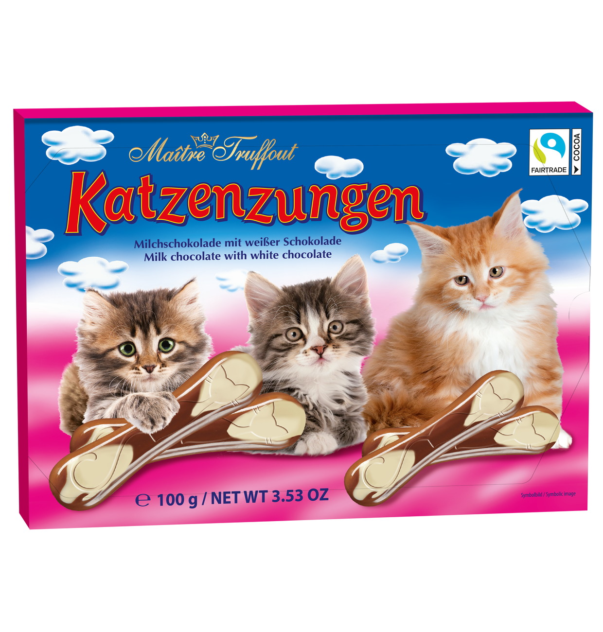 Gunz Langues de chat en chocolat au lait et chocolat blanc 100g