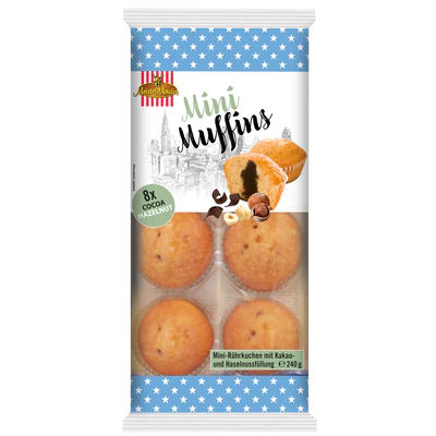 Image du produit 1 - Mini muffins cacao et aux noisettes 8 pièces 240g