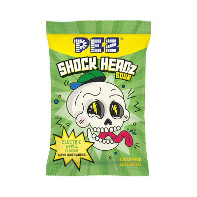 Image du produit 2 - PEZ Shock Headz pomme verte acide &eacute;lectrique 24x25g carton pr&eacute;sentoir