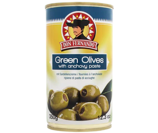 Imagen del producto - Aceitunas verdes rellenas con crema de anchoa 350g