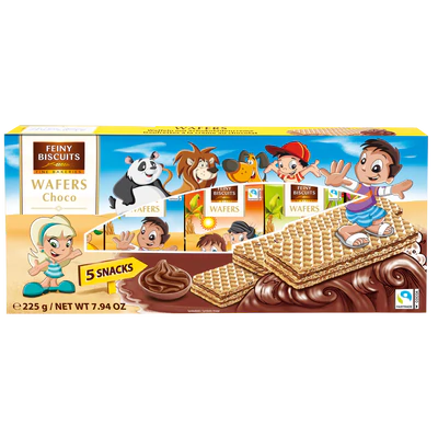 Imagen del producto 1 - Barquillos para ni&ntilde;os con relleno de crema de cacao 225g (5x45g)