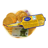Imagen del producto - Billetes y monedas de oro de chocolate con leche 100g