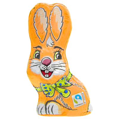 Imagen del producto 1 - Conejo sentado de chocolate con leche naranja 60g