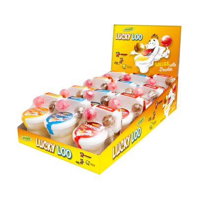 Imagen del producto 1 - Lucky Loo con piruletas y polvos de sorbete  20g display de mostrador
