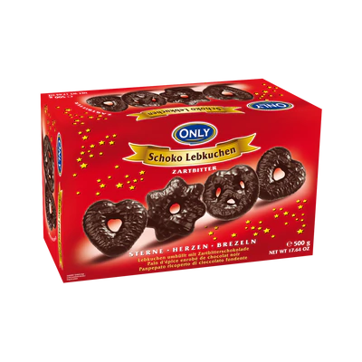 Imagen del producto 1 - Pan de especias con chocolate amargo - estrella-corazón-pretzels 500g