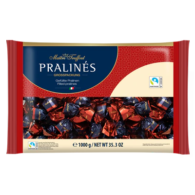 Imagen del producto 1 - Pralin&eacute;s de chocolate amargo con relleno de cereza y licor 4% vol. 1kg