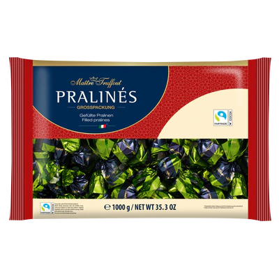 Imagen del producto 1 - Pralin&eacute;s de chocolate con leche relleno de avellana y cereales 1kg