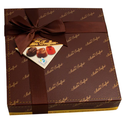Imagen del producto 1 - Surtido de pralinés de Bélgica en embalaje de regalo marrón oscuro 200g