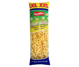 Imagen del producto 1 - XXL Anillos de cebollas snack de maíz salado 300g