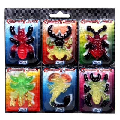 Imagine produs 2 - Creepy Jelly cauciuc de fruct insecte 66g (11x6 bucati à 11g) display de tejghea