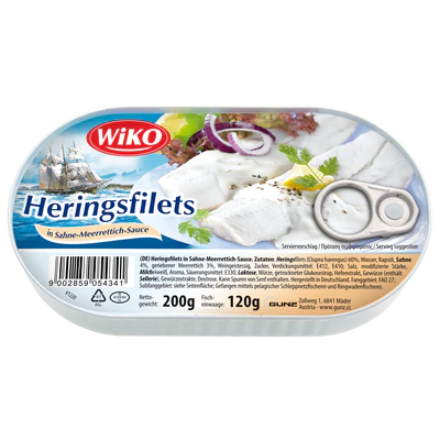 Imagine produs 1 - File de hering în sos de smântâna cu hrean 200g