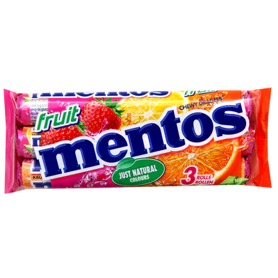 Imagine produs 1 - Mentos bomboane gumate fructe 3x38g
