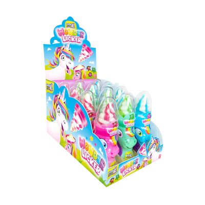 Imagine produs 1 - Unicorn Wonder Licker Lollipop & Pulbere 12x50g display de tejghea