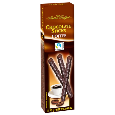 Immagine prodotto 1 - Bastoncini di cioccolata fondente con ripieno di caffè 75g