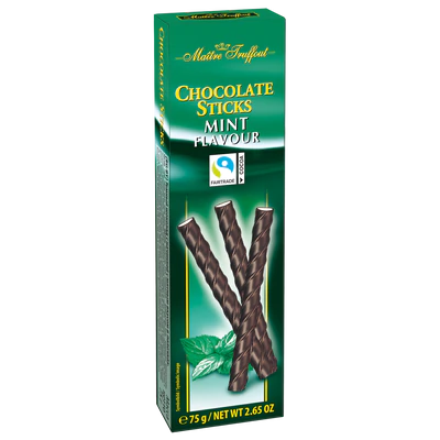Immagine prodotto 1 - Bastoncini di cioccolata fondente con ripieno di menta 75g