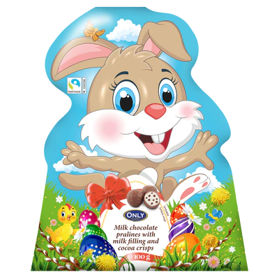 Immagine prodotto 1 - Coniglietto di Pasqua praline di cioccolata al latte ripieno con crema di latte & cereali di cacao 100g