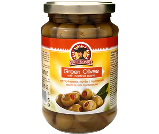 Immagine prodotto - Olive verdi ripiene con pasta di peperoncini 350g