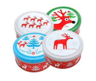 Product image 1 - Butter cookies Christmas tin mixed box - modern 454g