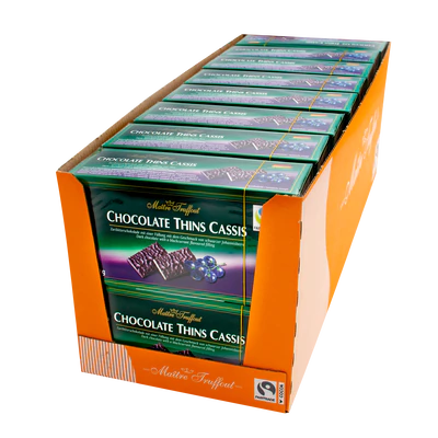 Product image 2 - Chocolate Thins Cassis - dark chocolate bars blackcurrant 200g