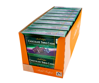 Product image 2 - Chocolate Thins Cassis - dark chocolate bars blackcurrant 200g