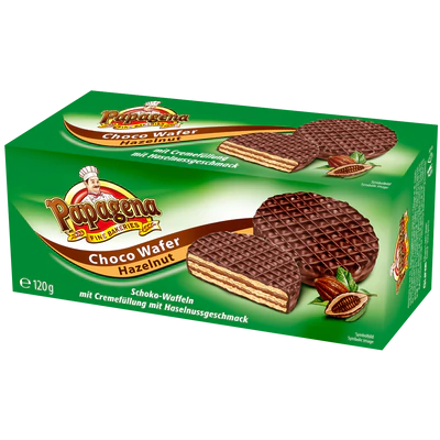 Product image 1 - Chocolate wafers with hazelnut flavoured cream filling 120g