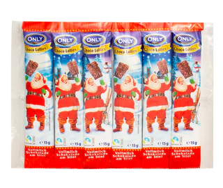Product image 1 - Christmas whole milk chocolate lollies on a stick 6x15g