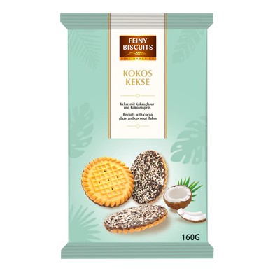 Product image 1 - Cookies with cocoa glaze and coconut 160g