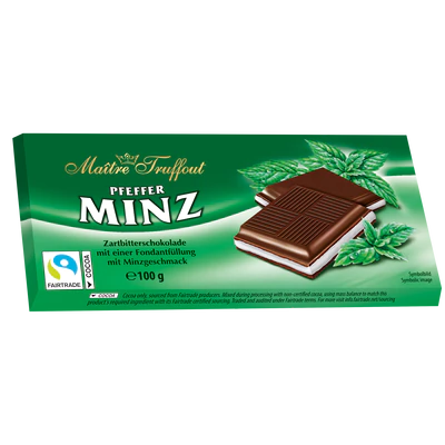 Product image 1 - Dark chocolate with peppermint cream 100g