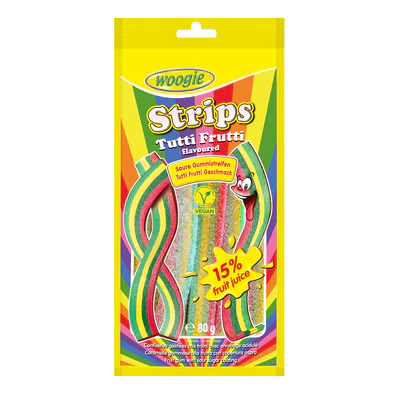 Product image 1 - Fruit gum rainbow strips 80g