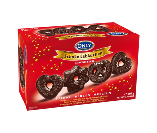 Product image 1 - Gingerbread with dark chocolate - stars-hearts-pretzels 500g