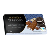 Product image - Grazioso milk chocolate with milk cream and cocoa biscuit pieces 98g